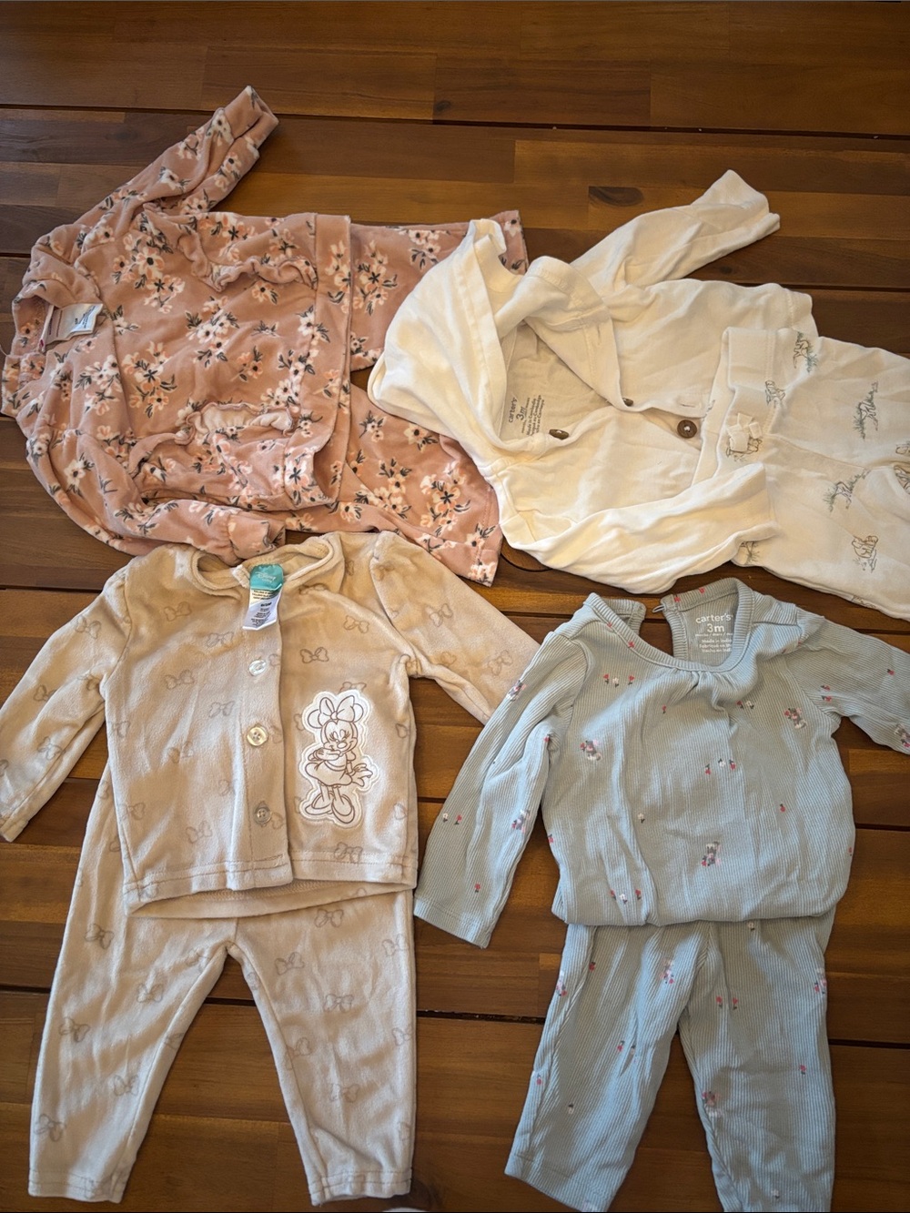 Carter's Pink Floral and Light Blue Ribbed Baby Pajama Sets